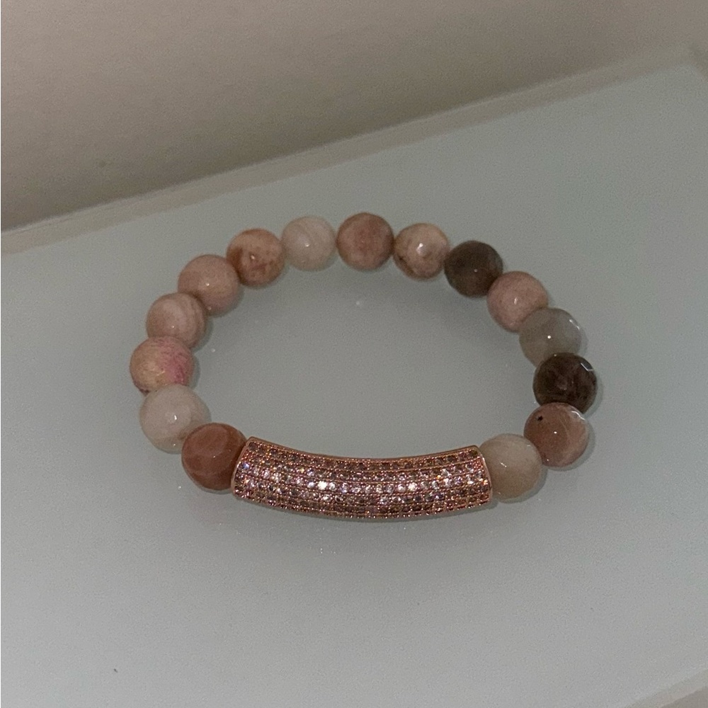 QVC Ellie Madison Gemstone & Glass Crystal Stretch Bracelet